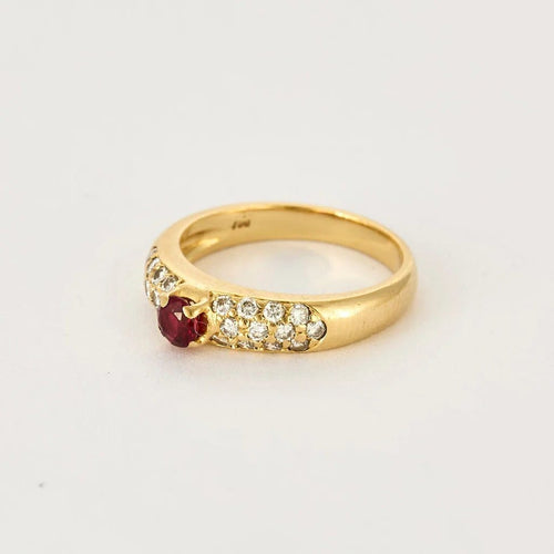 Bague 52.5 Bague jonc en or jaune 18 carats avec rubis et diamants 58 Facettes 58FC157
