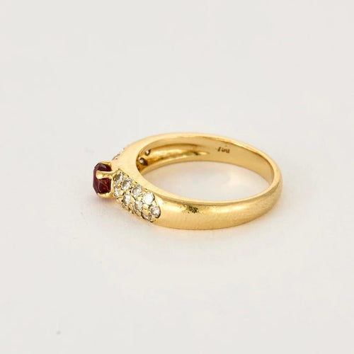 Bague 52.5 Bague jonc en or jaune 18 carats avec rubis et diamants 58 Facettes 58FC157
