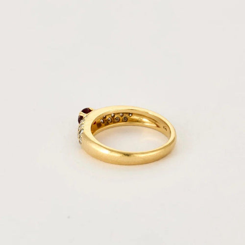 Bague 52.5 Bague jonc en or jaune 18 carats avec rubis et diamants 58 Facettes 58FC157