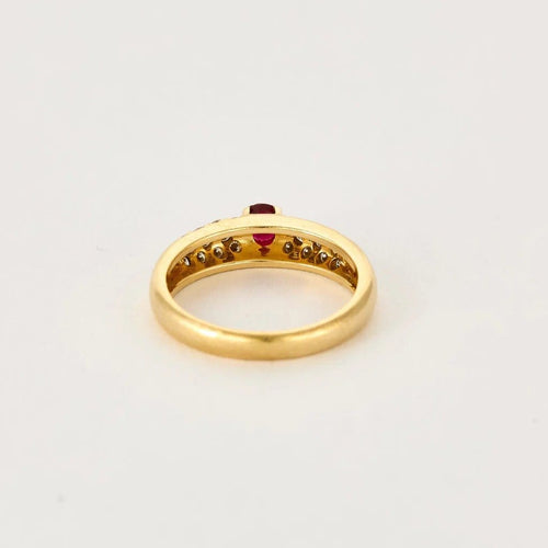 Bague 52.5 Bague jonc en or jaune 18 carats avec rubis et diamants 58 Facettes 58FC157