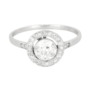 Bague 54.5 Bague Belle Époque en platine avec diamant taille ancienne 0,70 ct 58 Facettes 58FC133