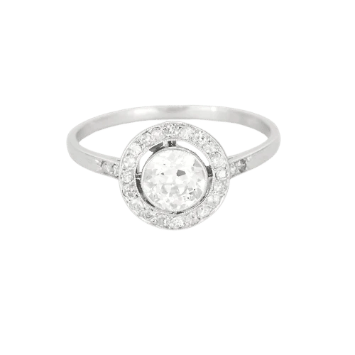 Bague 54.5 Bague Belle Époque en platine avec diamant taille ancienne 0,70 ct 58 Facettes 58FC133