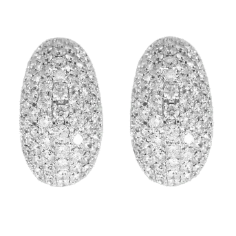 Boucles d'oreilles Demi-créoles - Boucles d’oreilles pavées de diamants en or blanc 18K 58 Facettes 58FC140