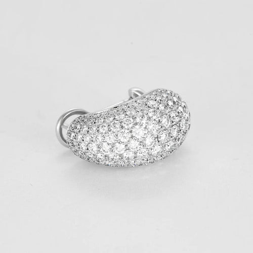 Boucles d'oreilles Demi-créoles - Boucles d’oreilles pavées de diamants en or blanc 18K 58 Facettes 58FC140