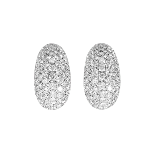 Boucles d'oreilles Demi-créoles - Boucles d’oreilles pavées de diamants en or blanc 18K 58 Facettes 58FC140