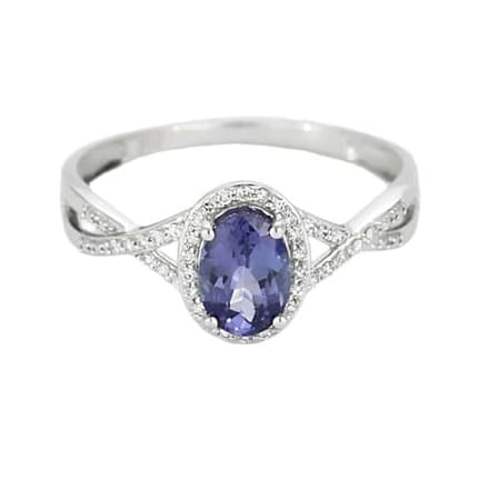 Bague 56 Bague tressée en or blanc 18K avec tanzanite et diamants 58 Facettes 58FC155