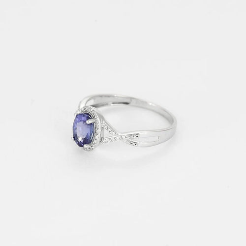 Bague 56 Bague tressée en or blanc 18K avec tanzanite et diamants 58 Facettes 58FC155