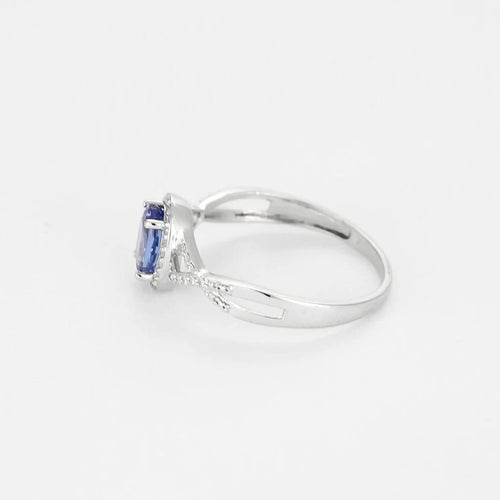 Bague 56 Bague tressée en or blanc 18K avec tanzanite et diamants 58 Facettes 58FC155