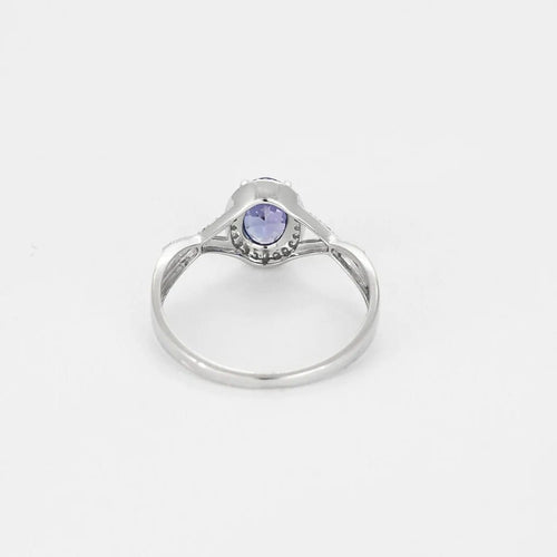 Bague 56 Bague tressée en or blanc 18K avec tanzanite et diamants 58 Facettes 58FC155