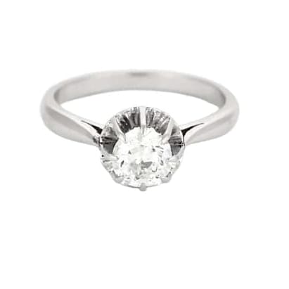 Bague 54 Bague solitaire en or blanc 18K et platine avec diamant 0,75 ct 58 Facettes 58FC166