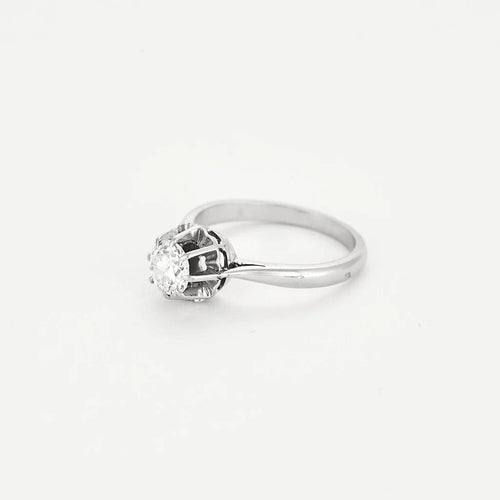 Bague 54 Bague solitaire en or blanc 18K et platine avec diamant 0,75 ct 58 Facettes 58FC166