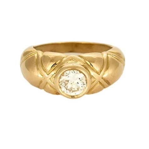 Bague 50 Bague jonc matelassée en or jaune 18 carats et diamant 0,75 ct 58 Facettes 58FC167