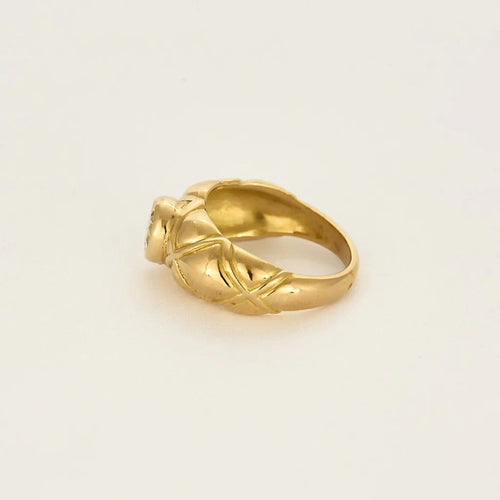 Bague 50 Bague jonc matelassée en or jaune 18 carats et diamant 0,75 ct 58 Facettes 58FC167