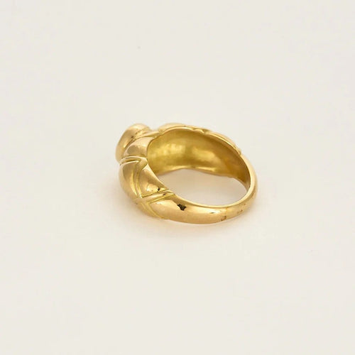 Bague 50 Bague jonc matelassée en or jaune 18 carats et diamant 0,75 ct 58 Facettes 58FC167