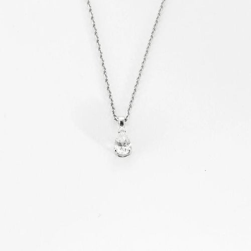 Collier Collier - Chaîne et pendentif en or blanc 18K avec diamant poire 58 Facettes 58FC169