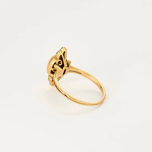 Bague 53.5 Bague en or jaune 18K au corail peau d’ange et diamants 58 Facettes 58FC178