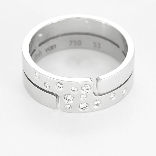 Bague 53 Dinh Van Seventies - Bague moyen modèle en or blanc 18K et diamants 58 Facettes 58FC102