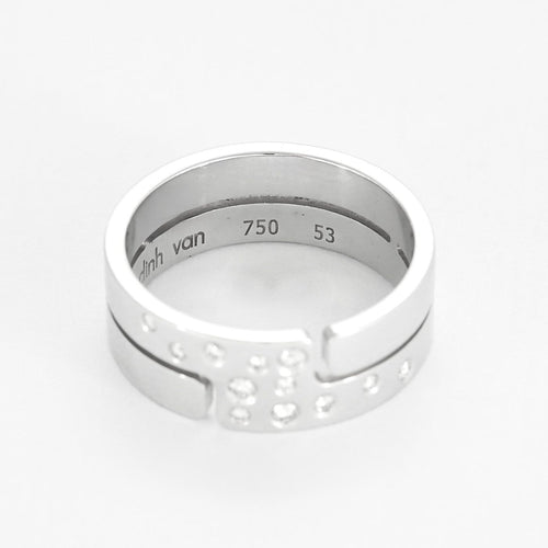 Bague 53 Dinh Van Seventies - Bague moyen modèle en or blanc 18K et diamants 58 Facettes 58FC102