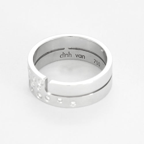 Bague 53 Dinh Van Seventies - Bague moyen modèle en or blanc 18K et diamants 58 Facettes 58FC102