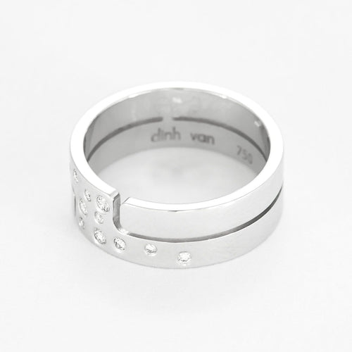 Bague 53 Dinh Van Seventies - Bague moyen modèle en or blanc 18K et diamants 58 Facettes 58FC102