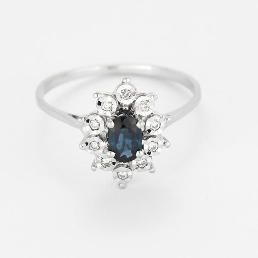 Bague 60.5 Bague marguerite en or blanc 18 carats, saphir 0,45 ct et diamants 58 Facettes 58FC103