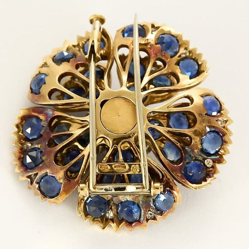 Broche Broche Eglantine en or jaune et or gris 18K, diamants et saphirs 58 Facettes 58FC113