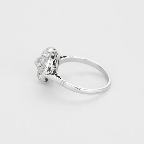 Bague 53 Bague fleur Belle Époque en or blanc 18K et diamants taille rose 58 Facettes 58FC123
