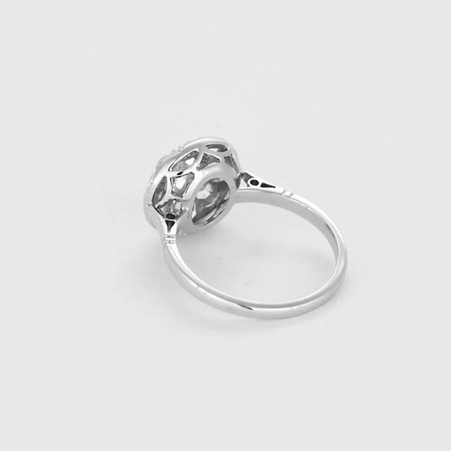 Bague 53 Bague fleur Belle Époque en or blanc 18K et diamants taille rose 58 Facettes 58FC123