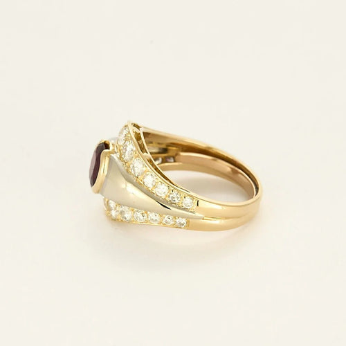 Bague 51 Bague bandeau rubis 0,90 ct en or jaune et or blanc 58 Facettes 58FC127
