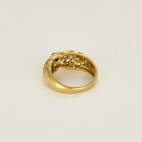 Bague 50 Bague nœud en or jaune 18K avec saphir cabochon et diamants 58 Facettes 58FC132
