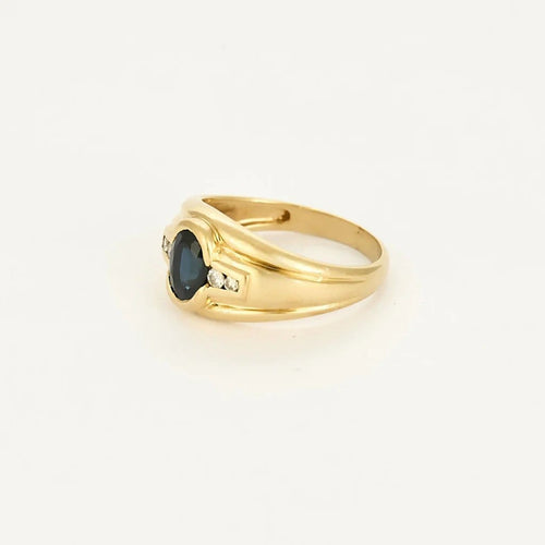 Bague 53 Bague bandeau en or jaune 18K avec saphir ovale et diamants 58 Facettes 58FC142