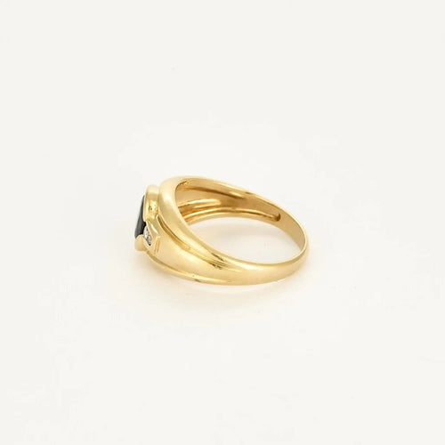 Bague 53 Bague bandeau en or jaune 18K avec saphir ovale et diamants 58 Facettes 58FC142