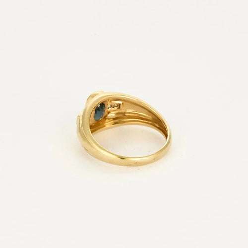 Bague 53 Bague bandeau en or jaune 18K avec saphir ovale et diamants 58 Facettes 58FC142