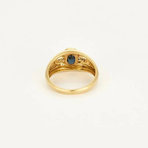 Bague 53 Bague bandeau en or jaune 18K avec saphir ovale et diamants 58 Facettes 58FC142