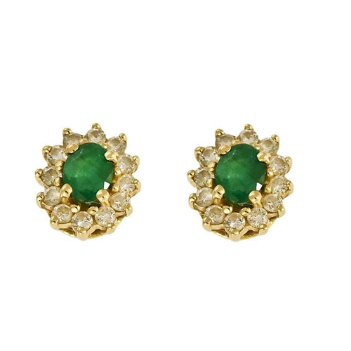 Boucles d'oreilles Boucles d'oreilles en or jaune 18k émeraudes et diamants 58 Facettes 58FC144