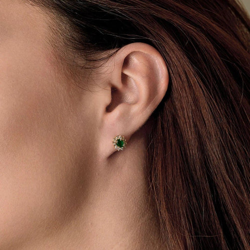 Boucles d'oreilles Boucles d'oreilles en or jaune 18k émeraudes et diamants 58 Facettes 58FC144
