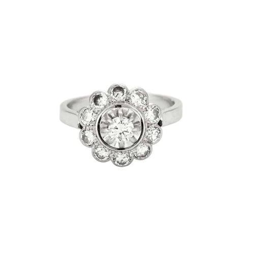 Bague 53 Bague marguerite - Diamant 0,20 ct en or blanc 18K et platine 58 Facettes 58FC151