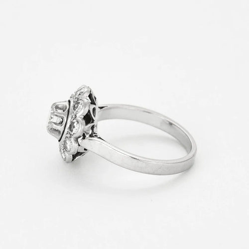 Bague 53 Bague marguerite - Diamant 0,20 ct en or blanc 18K et platine 58 Facettes 58FC151