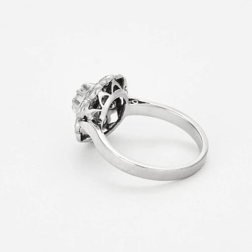 Bague 53 Bague marguerite - Diamant 0,20 ct en or blanc 18K et platine 58 Facettes 58FC151