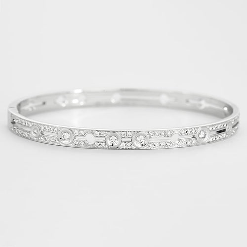 Bracelet Dinh Van Pulse - Bracelet rigide ouvrant en or gris pavé de diamants 58 Facettes 58FC161