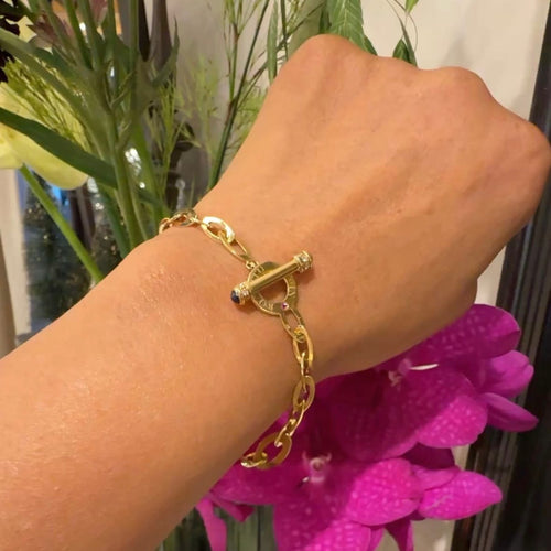 Bracelet Roberto Coin - Bracelet à maillons fantaisie en or 18k avec diamants, saphirs et rubis 58 Facettes 012D062E11DA49B5BD32366B63BA7842