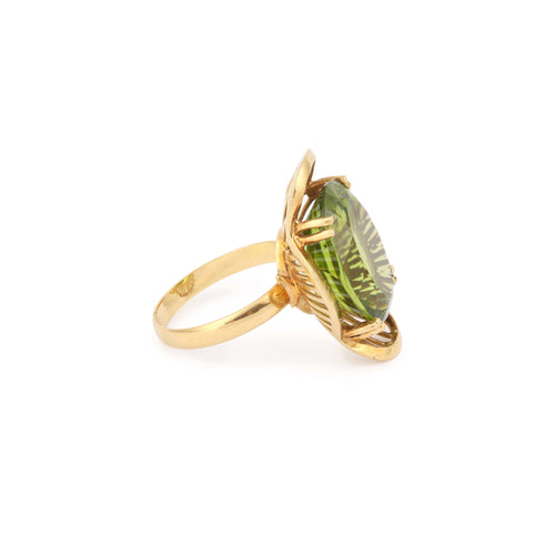 Bague 53 Bague cocktail en or jaune 18 carats et péridot 58 Facettes B390