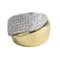Bague croisée en or jaune, or gris et diamants