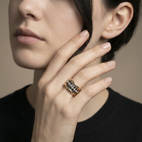 Bague 51 Poiray - Bague en or jaune saphirs et diamants 58 Facettes OC-61100177