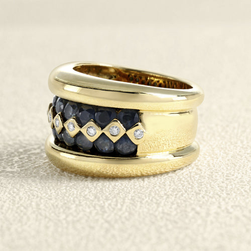 Bague 51 Poiray - Bague en or jaune saphirs et diamants 58 Facettes OC-61100177