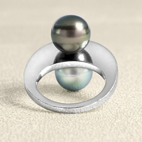 Bague 52 Bague - Perles de culture de Tahiti et diamants en or gris 58 Facettes OC-61400041