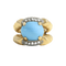 Bague 1950 en or jaune, pierre bleue et diamants