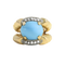 Bague 1950 en or jaune, pierre bleue et diamants