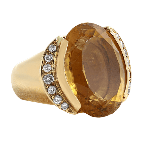 Bague 51 Bague en or jaune, citrine et diamants 58 Facettes OC-61H00026