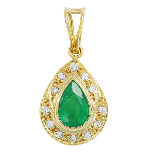 Pendentif Pendentif poire en or jaune, émeraude et diamants 58 Facettes OC-64700215